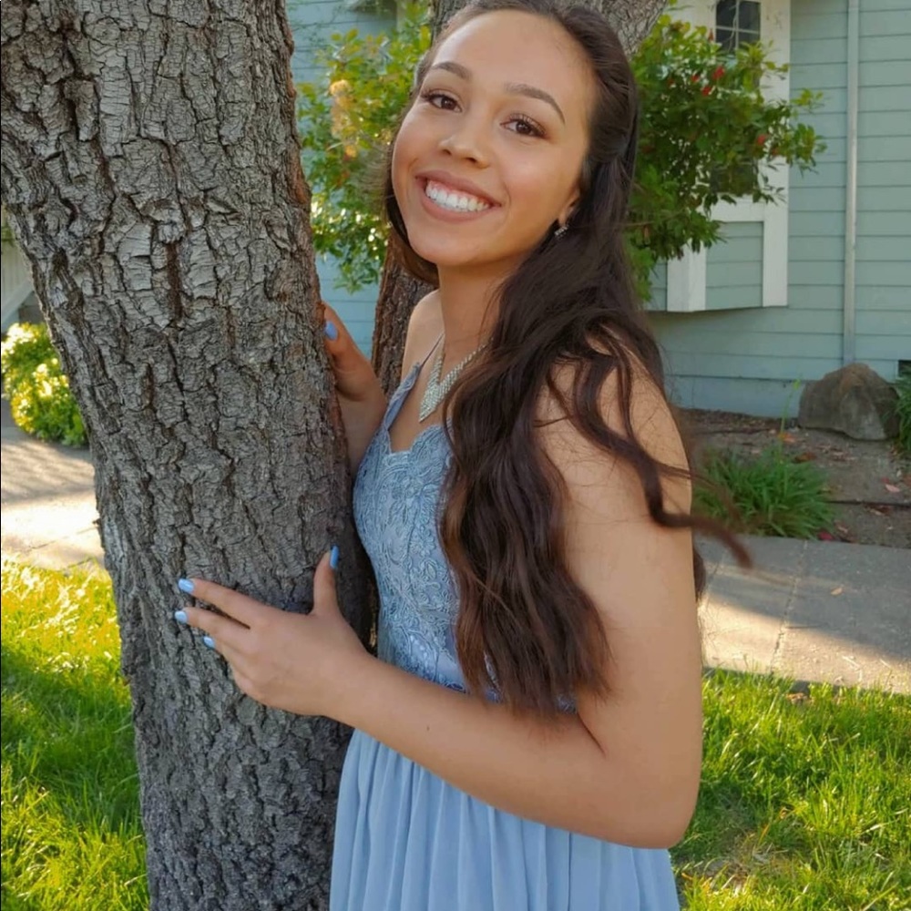 LIGHT BABY BLUE PROM DRESS